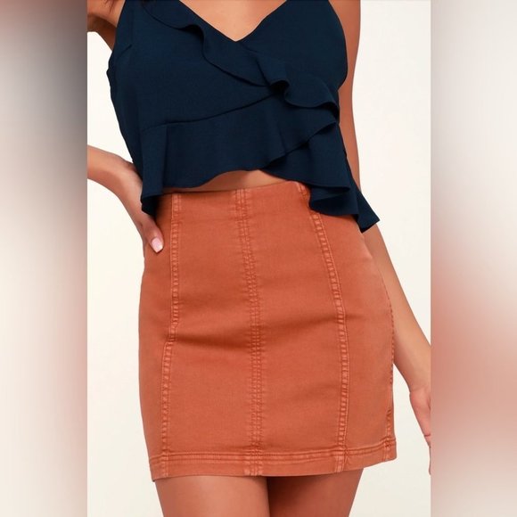Free People Tan Mini Skirt - Picture 9 of 14